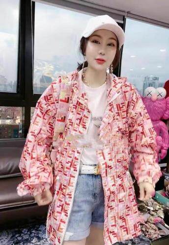 W771欧货潮女款连帽开衫拉链款长袖抽身收腰宽松防晒衣,女装,L·H·X
