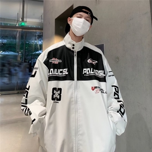 美式高街皮衣男韩版字母拼色个性机车服2025冬季ins外套W5376-P71图片