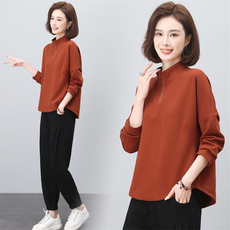 时尚休闲运动女2025春秋新款中年妈妈宽松显瘦减龄卫衣，女装卫衣/绒衫，璐依舞