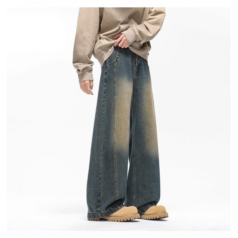 K16020（网络图）现货牛仔裤阔腿直筒裤老爹裤长裤秋刀裤，男装牛仔裤，星座103A-1