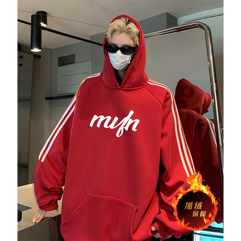 抖音得物供货提供视频秋冬重磅美式宽松织带连帽卫衣0409,男装卫衣,电商A486