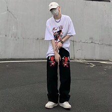 牛仔裤男秋季潮大码休闲裤子高街小恶魔G116P38，男装牛仔裤，星座1116-2