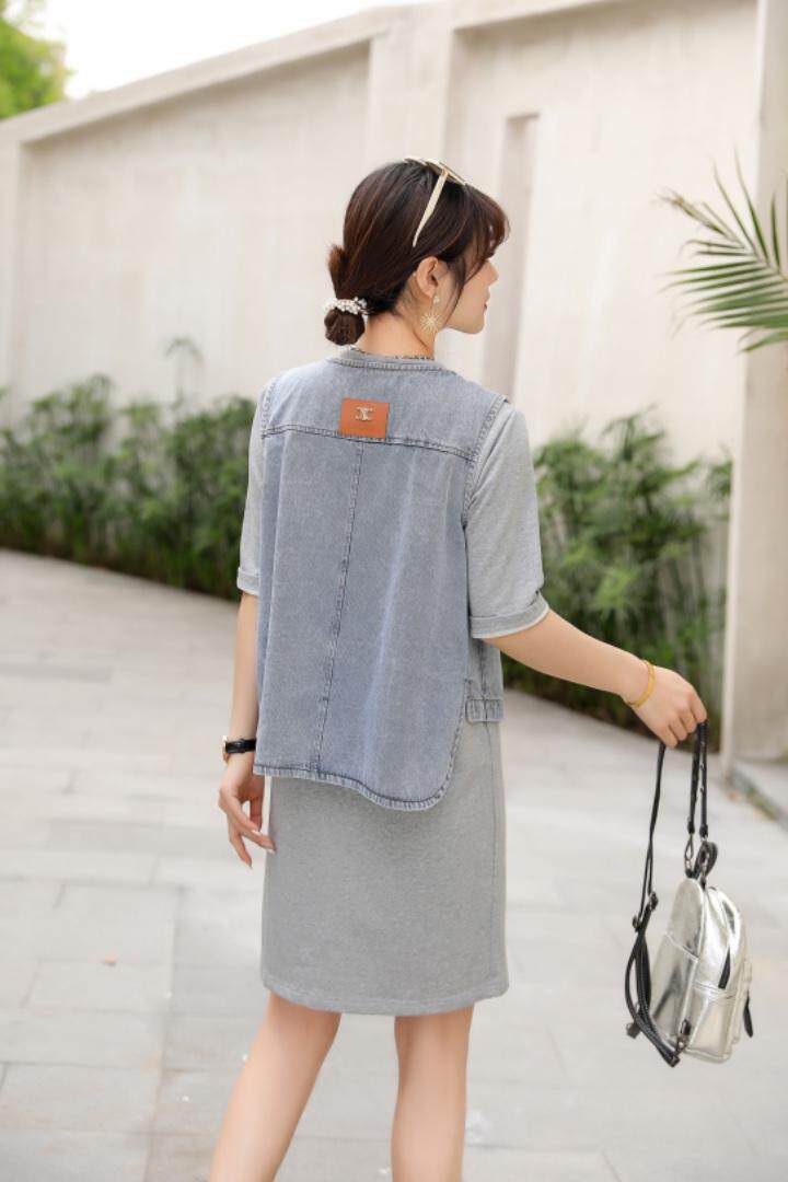 牛仔马甲套装，青春靓丽！，女装马夹，春信拙源