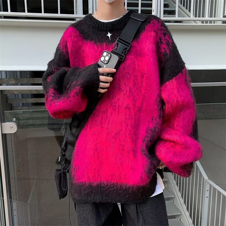 美式圆领毛衣男慵懒风海马毛刷毛休闲针织衫GM69P65,男装针织衫/毛衣,星座1116-2