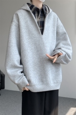 现货WY10178-特p58加绒P68重磅卫衣大码假俩件连帽衫美式外套，女装短外套，电商A059