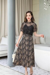 碎花假两套连衣裙,女装连衣裙,蓝芝衣秀