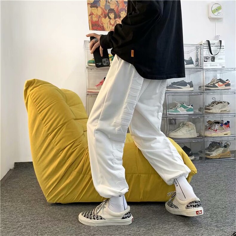潮高街裤子垂感夏薄款美式街头坠感运动裤男宽松直筒K1287-P30,男装休闲裤,星座512-2