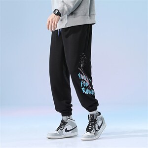 日系2024秋冬款撞色印花束脚运动休闲潮牌卫裤8806-P55控69，男装休闲裤，星座914-3