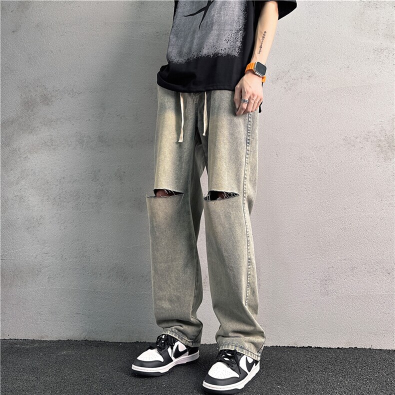 k1020-p55-控78M-5XL抖音美式高阶黑暗破洞拉链宽松大码牛仔裤,男装牛仔裤,星座116