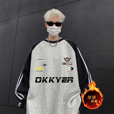抖音得物供货提供视频秋冬重磅美式宽松织带圆领卫衣0788，男装卫衣，电商A486