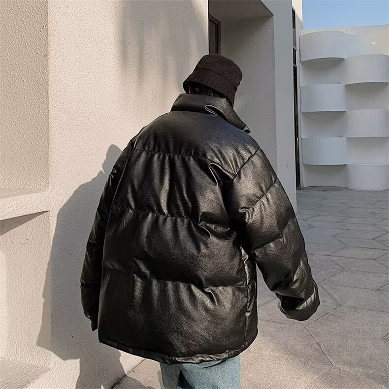 机车风亮面皮衣男短款面包服ND14P80,男装皮衣,星座1116-2