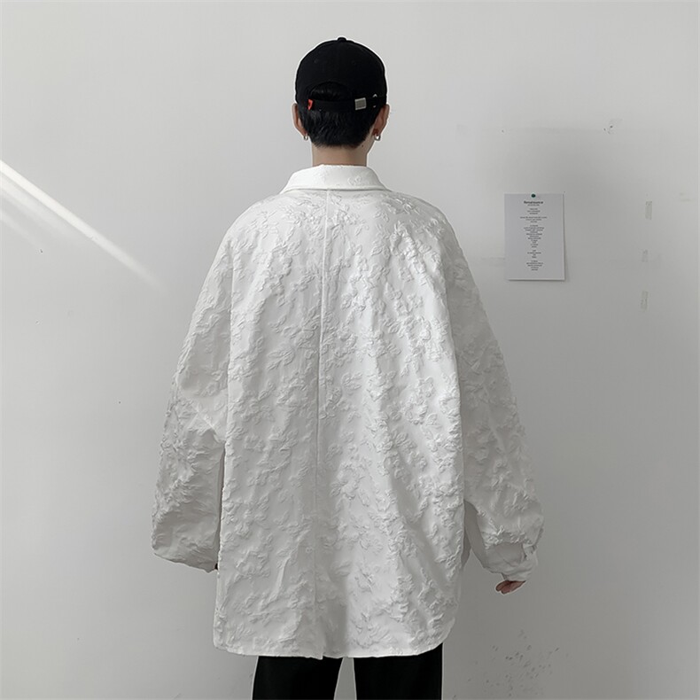 高级感长袖衬衫男士韩版潮流设计感浮雕压花衬衣春季ins新款外套,男装衬衫,星座813-2