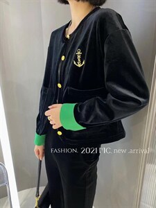 欧货丝绒外套图片