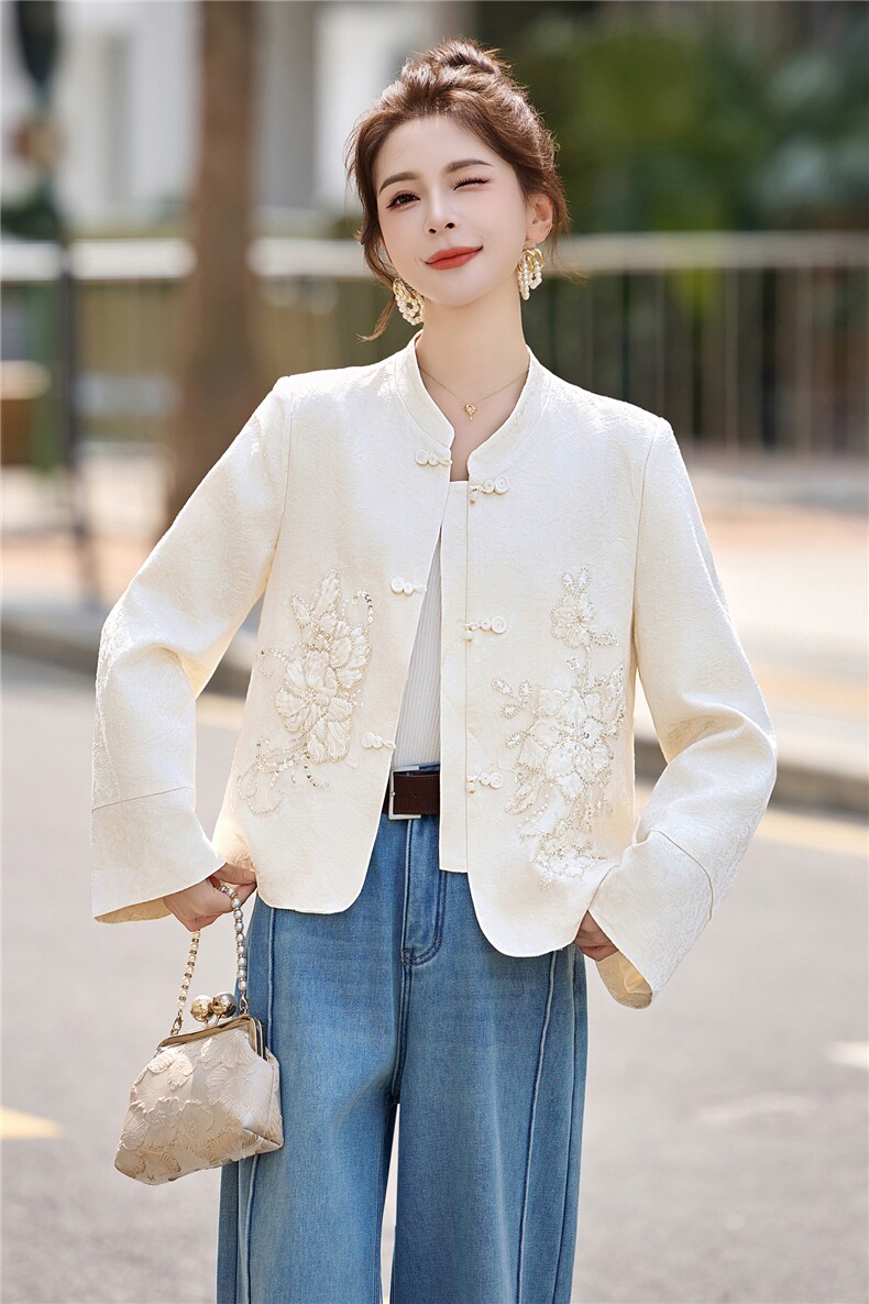 中式小香风提花短款外套女春秋2026新款洋气百搭减龄G风上衣外套,女装短外套,意芙