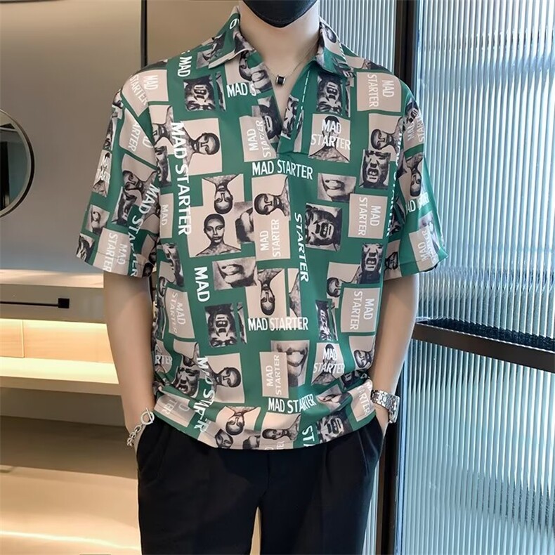 夏季冰丝V领T恤男翻领短袖POLO衫薄款半袖夏装上衣半截袖tC3011,男装T恤,星座1116A-2（原606A-1）