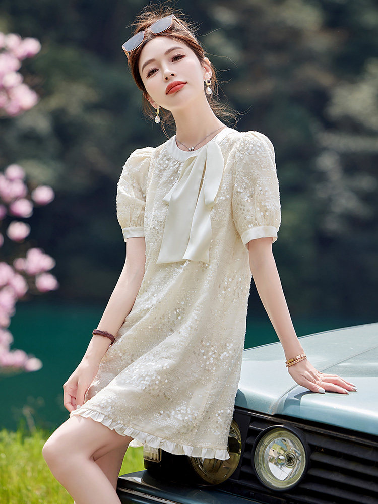 现货209-2829-P110-K178亮片连衣裙甜美夏天,女装连衣裙,韩蜜菓