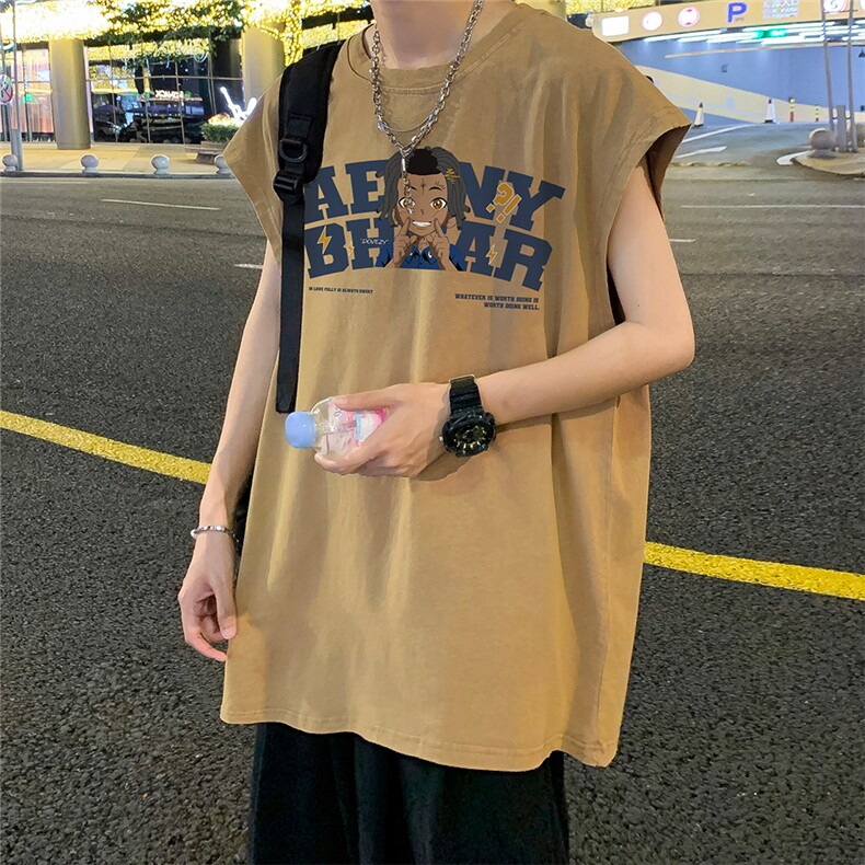 数据超好抖音品240克重磅欧美式潮牌水洗背心无袖t恤BX271-P35,男装T恤,电商A486