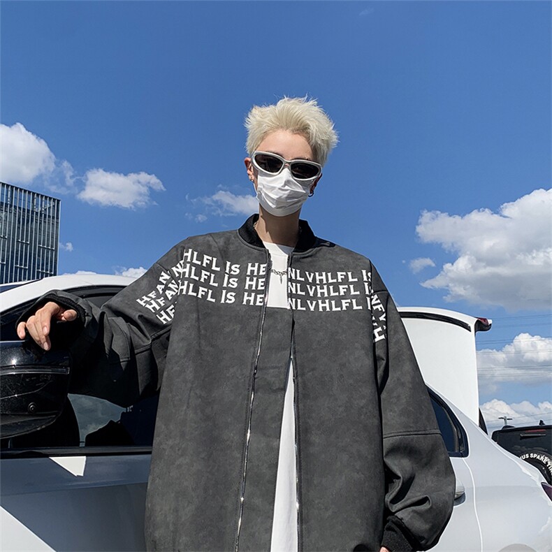 F433 P75新款秋装男生休闲夹克外套时尚宽松休闲图片