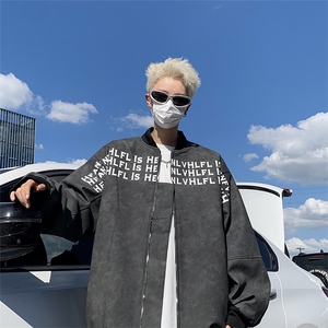 F433 P75新款秋装男生休闲夹克外套时尚宽松休闲图片