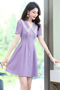 2023夏季新款时尚长丝麻连衣裙 修身显瘦V领短袖A字裙 气质淑女风图片