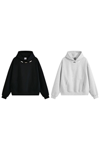 重磅全棉无帽绳450克拉链连帽卫衣硬挺短宽套头外套男 RH5342-P48图片
