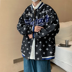 棒球服女春秋宽松小众设计高级感开衫外套潮JK034-75，男装夹克，星座308B-1