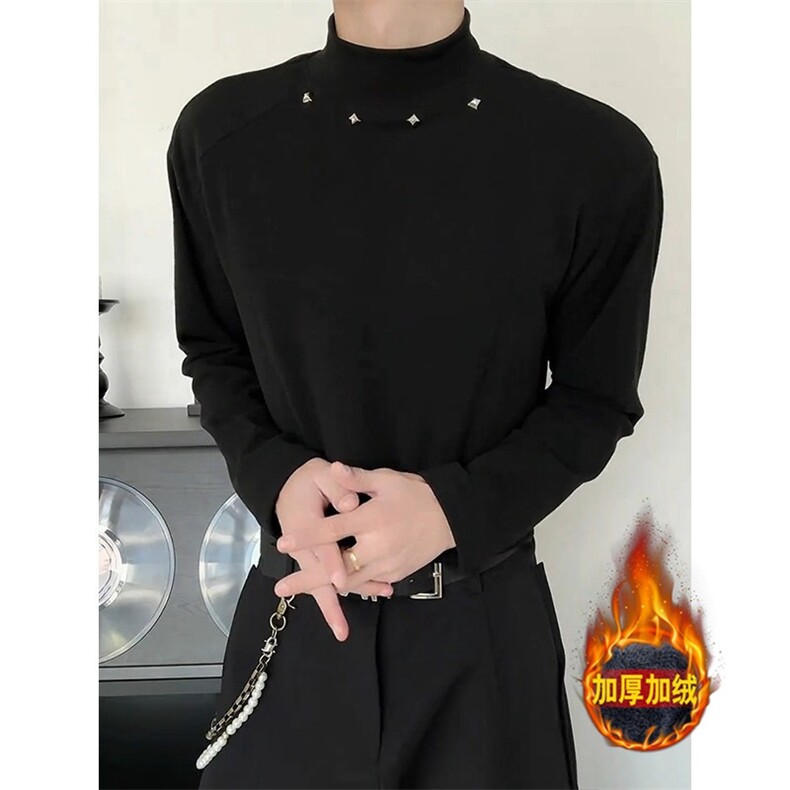 [003]卫衣男款加绒柳钉长袖T恤痞帅短款外套A079-W220-P45,男装T恤,电商A079