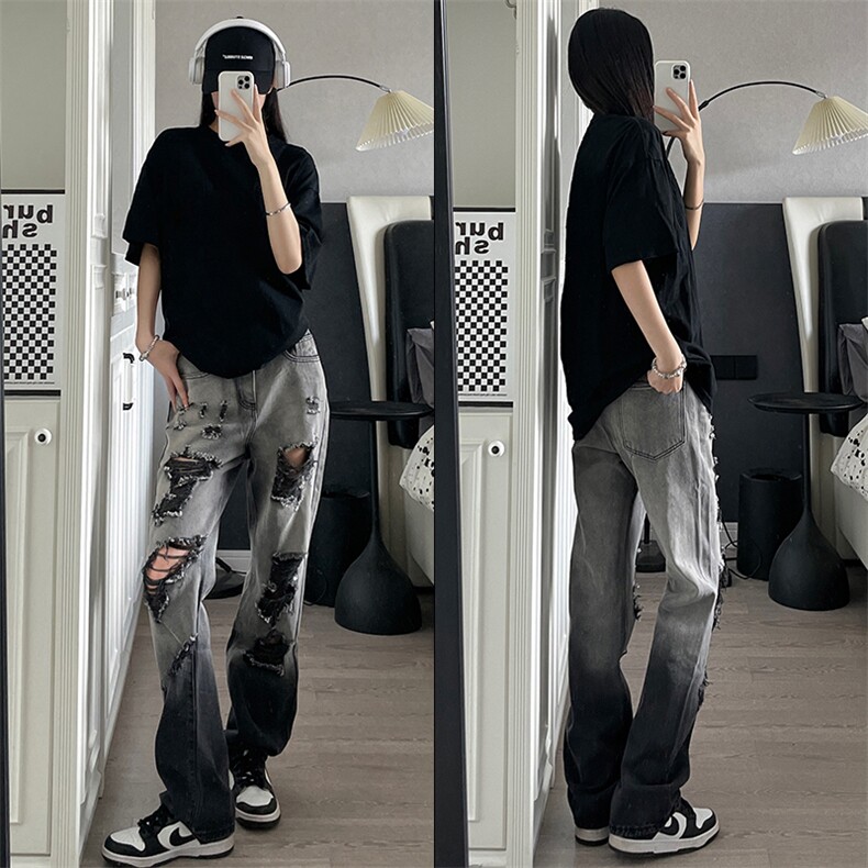 美式ins高街小众hiphop夏季破洞牛仔裤货号K729P60,男装牛仔裤,电商A063