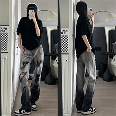 美式ins高街小众hiphop夏季破洞牛仔裤货号K729P60，男装牛仔裤，电商A063