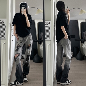 美式ins高街小众hiphop夏季破洞牛仔裤货号K729P60图片