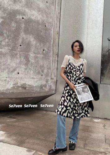 洋气花色两件套连衣裙，女装连衣裙，777