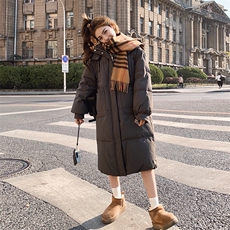 韩版中长款过膝灰色90羽绒服女2025年冬季新款加厚显瘦白鸭绒外套，女装羽绒服，辉之琳