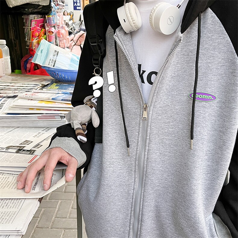 2023早秋新款撞色开衫卫衣男秋装外套A071-W037-P65,男装卫衣,电商A071