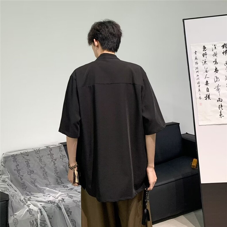 男士刺绣唐装短袖衬衫C4546P42,男装衬衫,星座1116-2