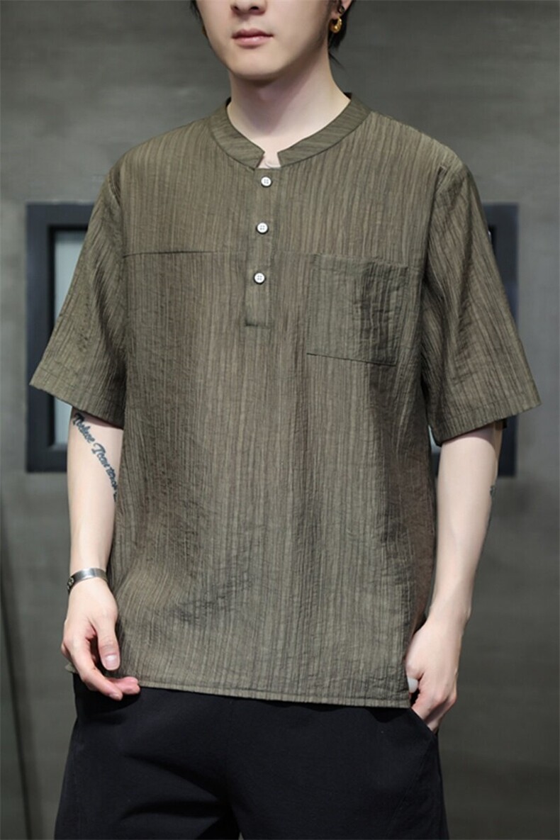 高品质新中式风潮T恤短袖民族服饰刺绣时尚天丝T2417-P65,男装T恤,电商A227
