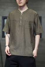高品质新中式风潮T恤短袖民族服饰刺绣时尚天丝T2417-P65，男装T恤，电商A227