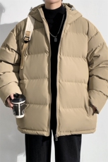 冬上新青少年加棉加厚棉服潮纯色运动连帽棉衣外套男女9979-P80，男装棉衣，电商A441-1