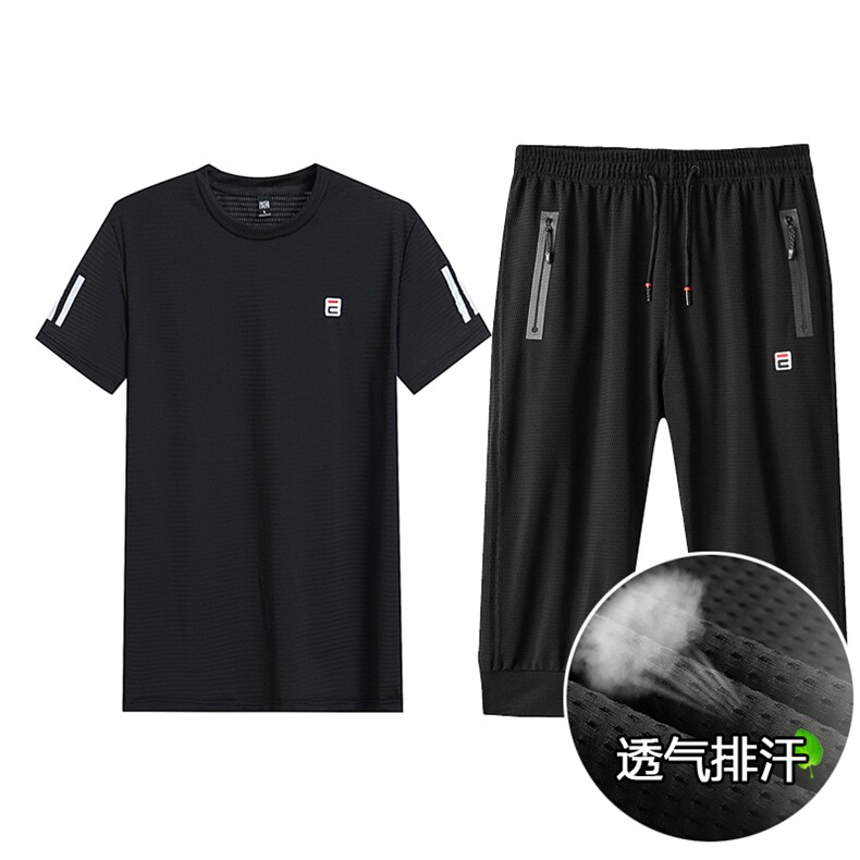 男夏装大码休闲运动套装冰丝网眼 5032-1_L-4XLP90 5XL-9XLP100图片