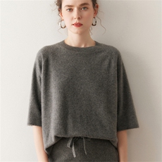 慵懒风山羊绒衫女针织七分袖毛衣25秋季新款宽松套头软糯打底上衣，女装羊绒衫，绒创羊绒