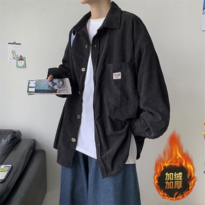 秋冬灯芯绒外套男长袖潮百搭港风保暖衬衫韩版加绒加厚 H222/P65图片