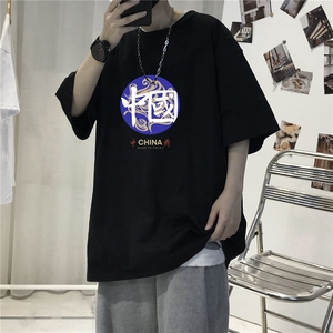 CL1男女中性圆领短袖半袖T恤衫外套大码印花学生夏TEE潮宽松