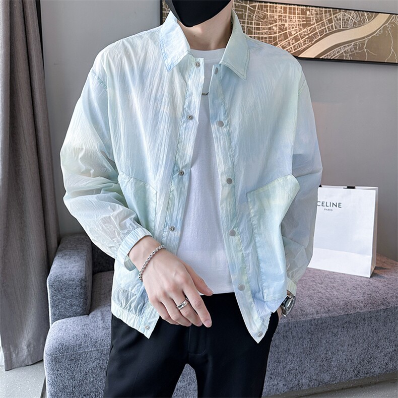 23夏季店主小伙痞帅男薄款立领防晒衣户外夹克外套A236-5019-P75，男装防晒衣，电商A236