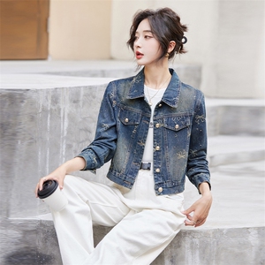 早秋新款牛仔外套女2024休闲韩版时尚刺绣蝴蝶结烫钻洋气百搭上衣图片