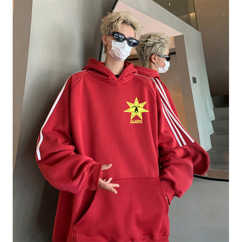 抖音得物供货提供视频秋冬重磅美式宽松织带连帽卫衣0410,男装卫衣,电商A486