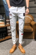 2021夏款弹力牛仔裤男破洞修身小脚裤时尚店主风QT6027-88163，男装牛仔裤，电商D218