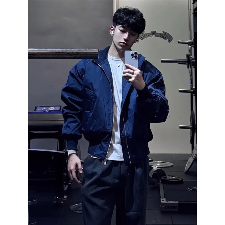 1506A/GF-1020/P64美式藏青色立领飞行夹克棉服男冬季棒球服图片