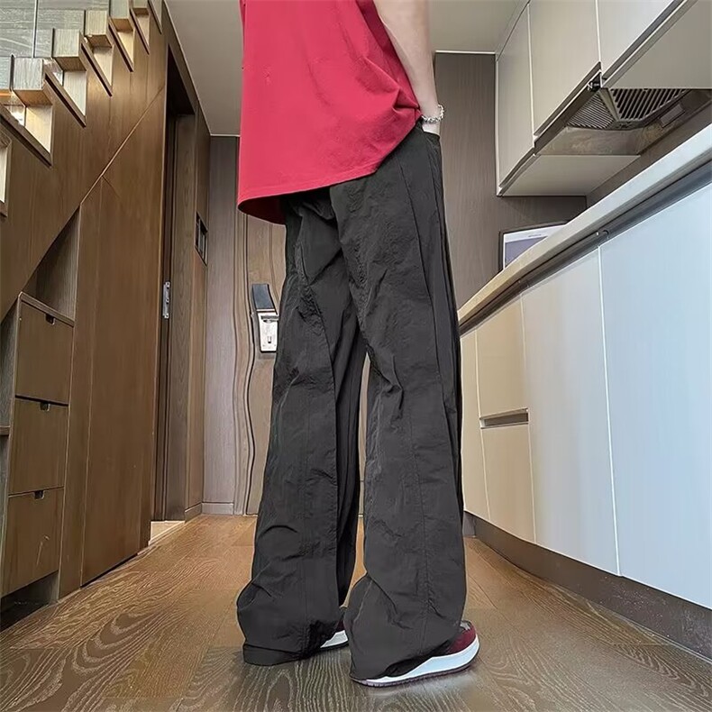 美式小众结构速干休闲裤男女款宽松街头直筒阔腿长裤子潮,男装休闲裤,星座1013