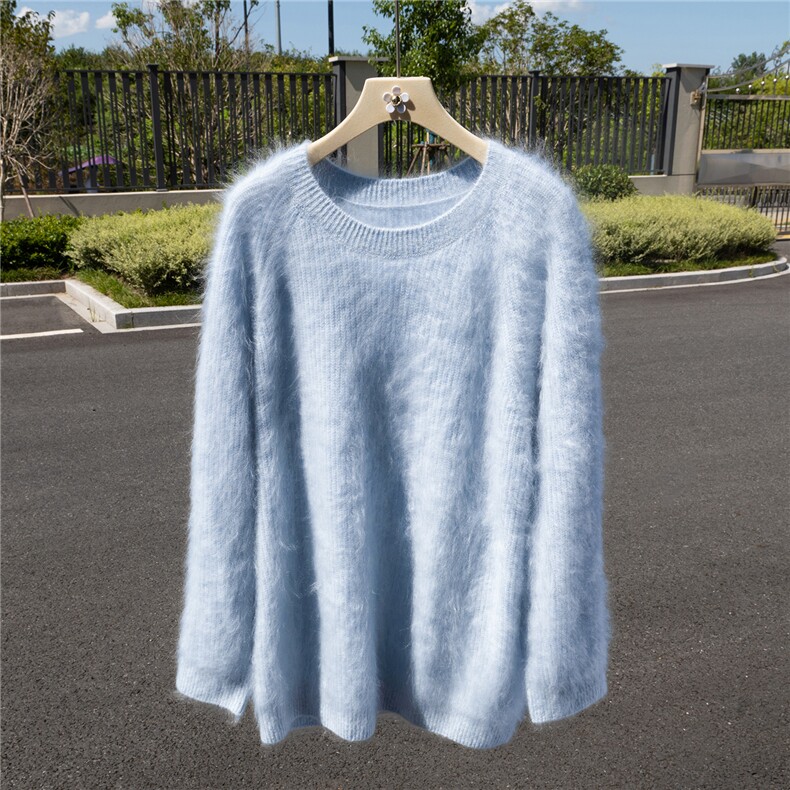 HE|真拉绒！440克加厚A规100%纯山羊绒衫女圆领宽松针织毛衣，女装羊绒衫，诚赞羊绒