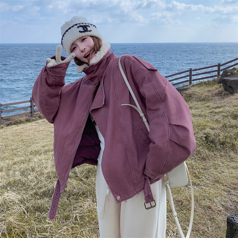 时髦90白鸭绒内搭牛仔外套女2025冬季气质韩系毛领宽松保暖羽绒服,女装羽绒服,2C196