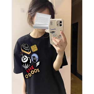 万针全刺绣工艺 得物抖音高品质260克纯棉双纱美式高街短袖T恤P33图片